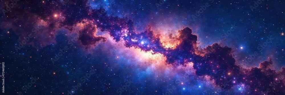 Fototapeta premium Vast, star-filled night sky swirling with celestial nebulae, representing the infinite expanse of a divine cosmos Perfect for religious, spiritual, and cosmic themes , nebula, cosmos, night