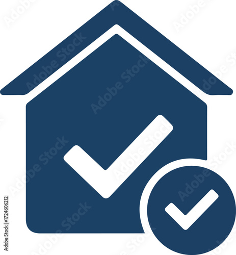 House icon with a checkmark symbolizes home ownership and approval.