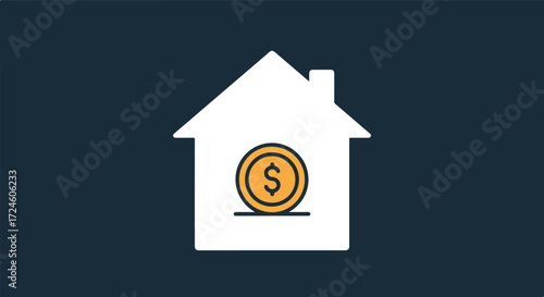 House Icon with Dollar Sign Symbolizing Real Estate Investment and Finances.
