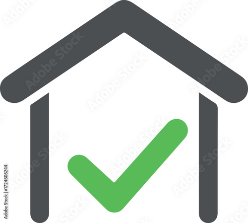 House icon with a green checkmark indicating approval or completion of a task.