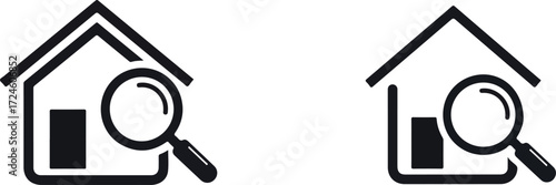 House Search Icon Real Estate Exploration and Property Investigation.