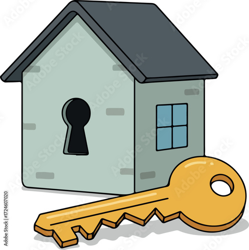 House with key representing home ownership and security concept.