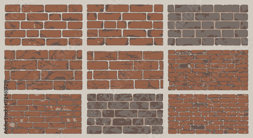 Brick Wall Textures, Architectural Design, Urban Environment, Illustration, Variety of Patterns