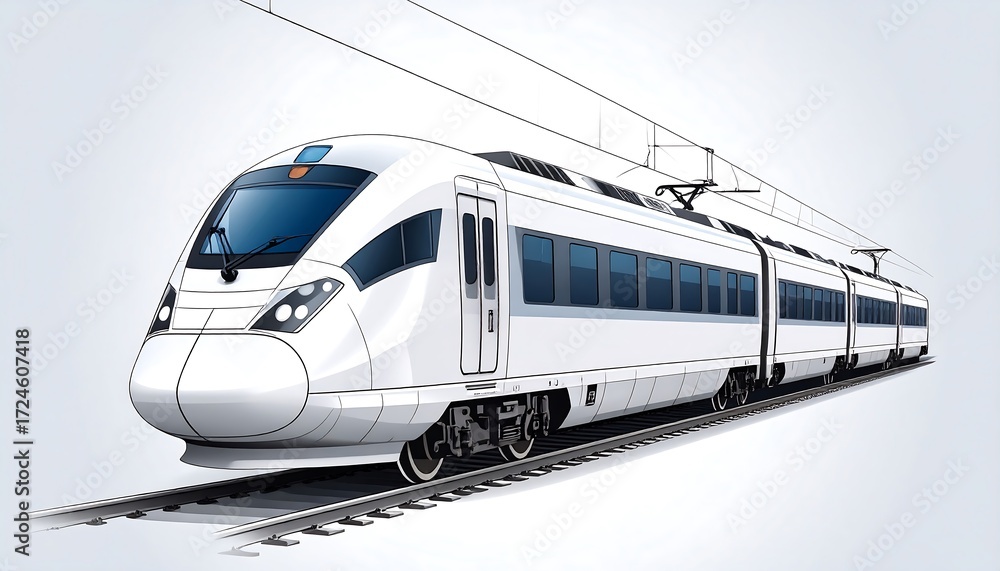 Obraz premium White high-speed train on tracks