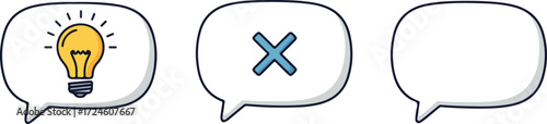 Idea Rejected Concept with Empty Speech Bubble for Text.