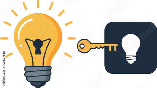 Illuminating the Idea Unlocking Creativity with a Key and Lightbulb.