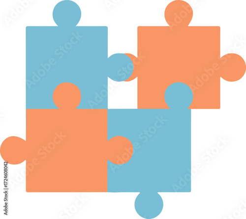 Interlocking puzzle pieces representing teamwork and collaboration in a business setting.