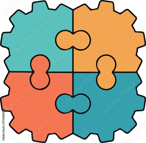 Interlocking puzzle pieces representing teamwork and collaboration for success.