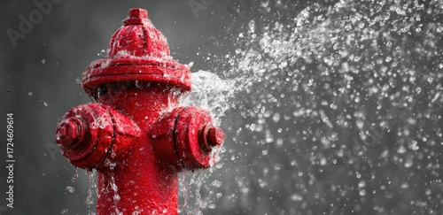 Red fire hydrant spraying water