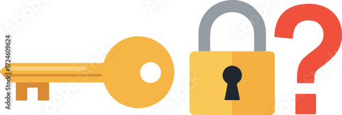 Key Lock and Question Mark Security and Mystery.