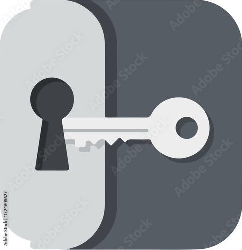 Key inserted into a lock representing security and access control.