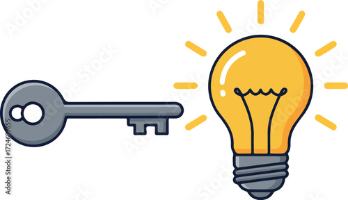 Key to Idea Unlocking Innovation and Bright Concepts.