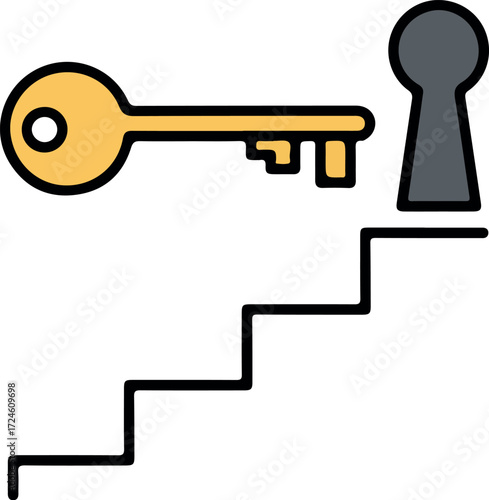 Key to Success Climbing Steps to Unlock Potential and Achieve Goals.