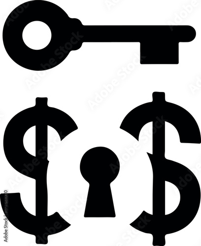 Key unlocking financial success representing wealth and opportunity secure investment.