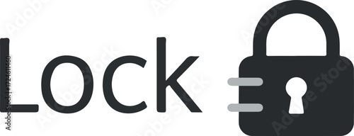 Lock icon with the word lock security and protection concept.