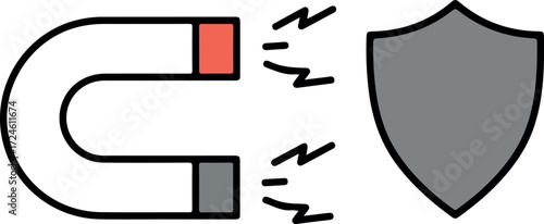 Magnet and Shield Symbolizing Protection and Security.