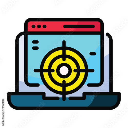 Laptop screen with a target icon