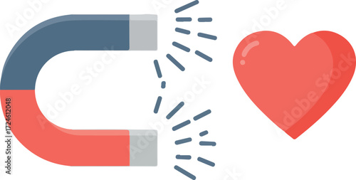 Magnet attracting a heart symbolizing love and connection in a relationship.