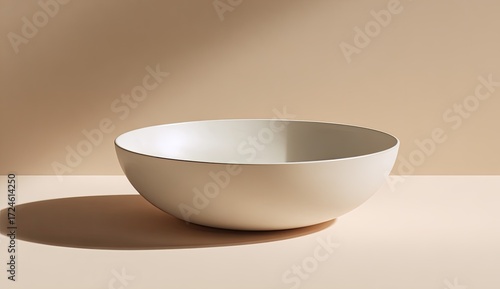 Simple, light beige bowl on a muted background