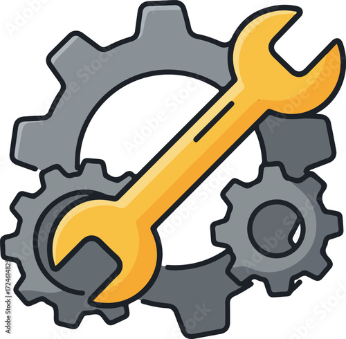 Mechanical tools and gears represent industry and technology concepts.