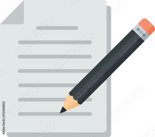 Pencil writing on paper document creating notes and ideas for work.
