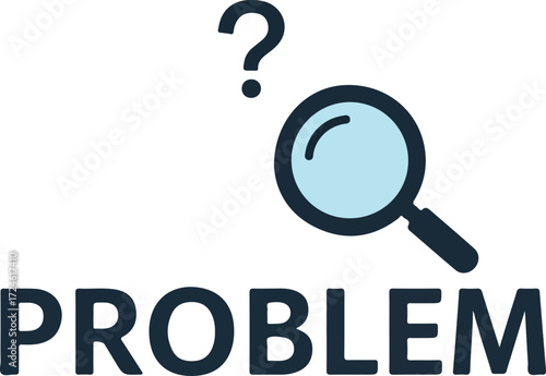Problem solving concept with magnifying glass and question mark.