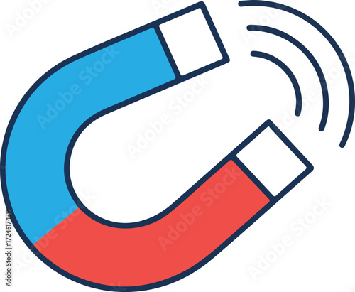 Powerful horseshoe magnet attracting invisible forces with magnetic field.