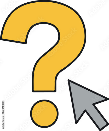 Question mark with cursor pointing towards it for information.