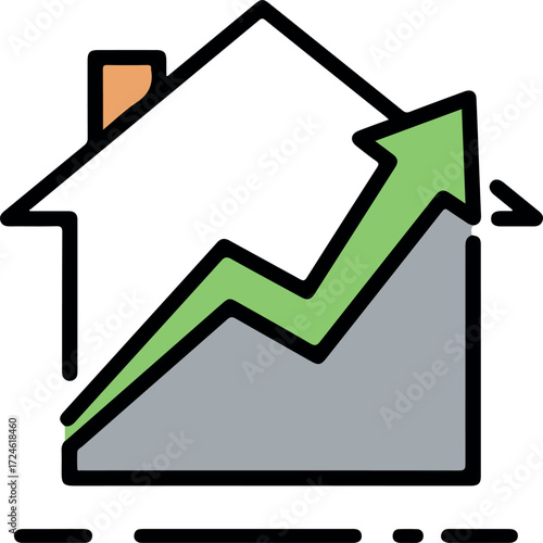 Real estate market growth and housing price increase concept.