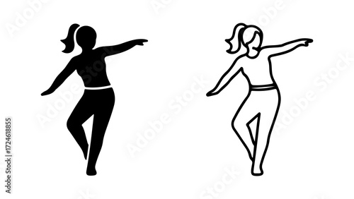 Woman practicing yoga or ballet pose.