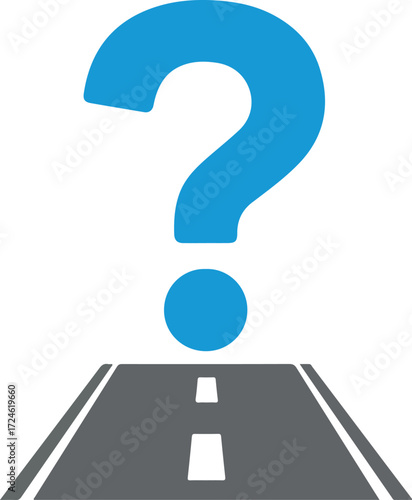 Road ahead with a question mark indicating uncertainty and choices.