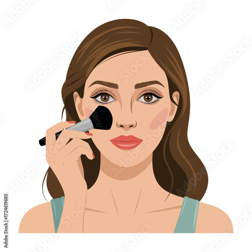 woman applying makeup flat style cartoon vector