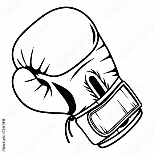 Boxing glove illustration in black and white graphic style  