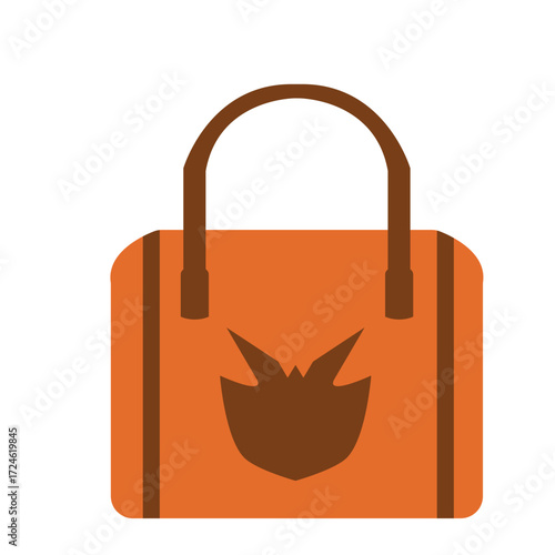 Stylish orange handbag with brown accents placed on a neutral background, showcasing modern design