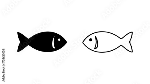 Two fish icons contrasting black and white representing aquatic life.