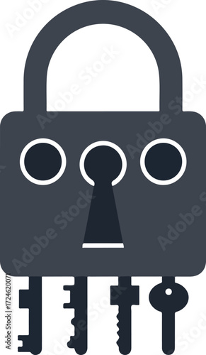 Secure padlock with keys representing security and protection concept.