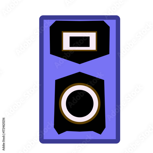 Abstract illustration of a speaker design with vibrant colors and geometric shapes
