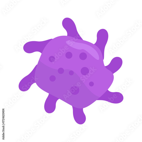 Vibrant abstract purple blob with smooth curves and shapes on a white background