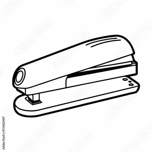 Mini stapler isolated in minimalist black line art style  