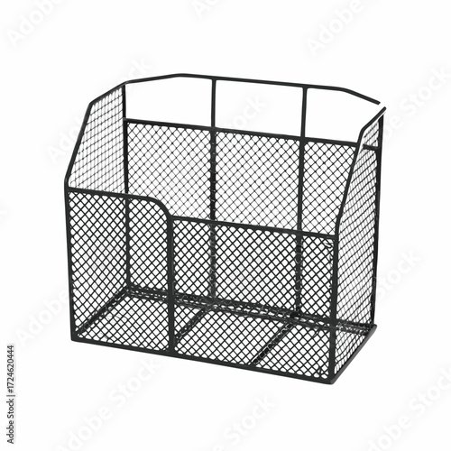 Mesh organizer for office supplies in black metal design  