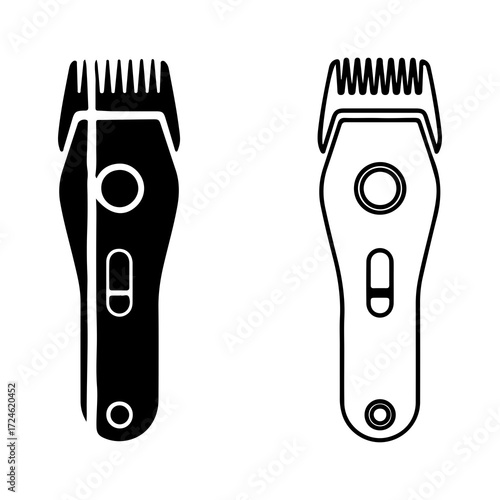 Two Hair Clippers One Black One White Outline 1.