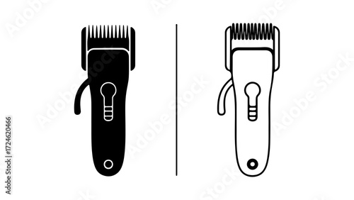 Two Hair Clippers One Black One White Outline 3.