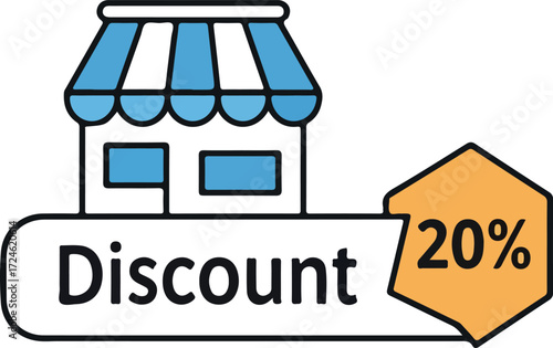 Shopfront Discount Offer with Twenty Percent Off Promotion for Customers.
