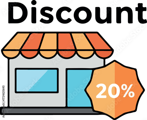 Shopfront with discount offer a retail store with a special promotion.