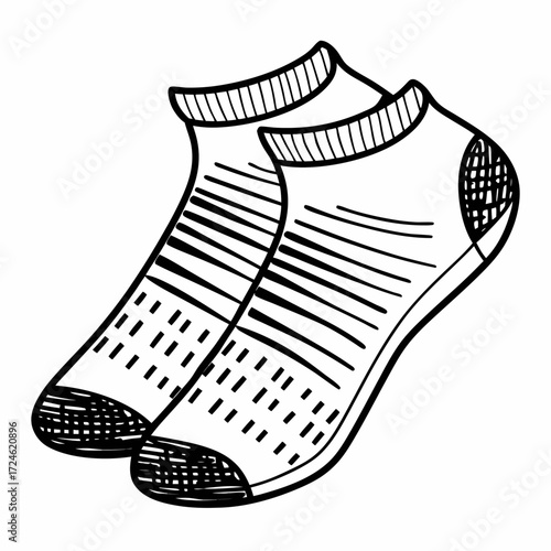 Illustration of white ankle socks with striped pattern design  
