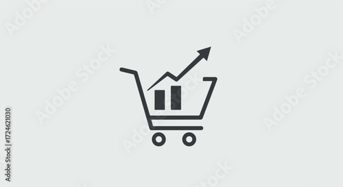 Shopping cart with growth chart representing business success and financial progress.