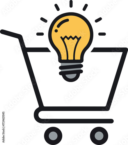 Shopping cart with lightbulb representing innovative ideas and solutions 1.