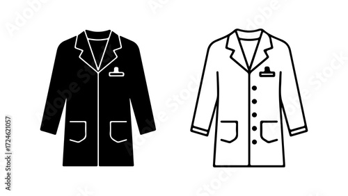 Two Lab Coats One Black One White Icon Style.