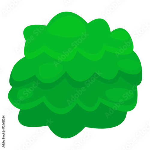Lush green bush with layered foliage, set against a blank background, ideal for nature themes