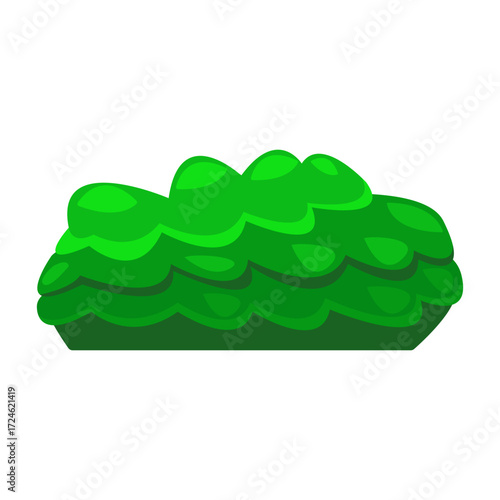 Vibrant green bushes with layered foliage against a white background, ideal for nature themes